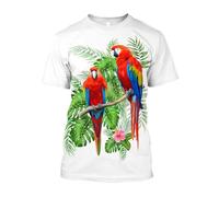 JIFENLI Unisex 3D Print t-Shirts Summer Fashion Casual Fun Parrot Graphic T Shirts for Men Hip Hop Leisure Oversized Round Neck Short Sleeve Tees Tops
