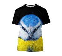 JIFENLI Unisex 3D Print t-Shirts Summer Fashion Casual Fun Parrot Graphic T Shirts for Men Hip Hop Leisure Oversized Round Neck Short Sleeve Tees Tops