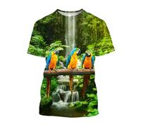 JIFENLI Unisex 3D Print t-Shirts Summer Fashion Casual Fun Parrot Graphic T Shirts for Men Hip Hop Leisure Oversized Round Neck Short Sleeve Tees Tops