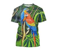 JIFENLI Unisex 3D Print t-Shirts Summer Fashion Casual Fun Parrot Graphic T Shirts for Men Hip Hop Leisure Oversized Round Neck Short Sleeve Tees Tops
