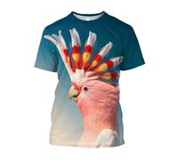 JIFENLI Unisex 3D Print t-Shirts Summer Fashion Casual Fun Parrot Graphic T Shirts for Men Hip Hop Leisure Oversized Round Neck Short Sleeve Tees Tops