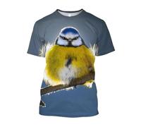JIFENLI Unisex 3D Print t-Shirts Summer Fashion Casual Fun Parrot Graphic T Shirts for Men Hip Hop Leisure Oversized Round Neck Short Sleeve Tees Tops