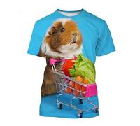 JIFENLI Unisex 3D Print t-Shirts Summer Fashion Cute Funny Guinea Pig Graphic T Shirts Unisex Casual Men Animal Pattern Printed Harajuku Streetwear Tops
