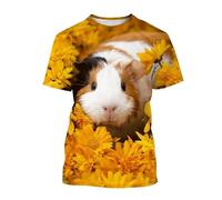 JIFENLI Unisex 3D Print t-Shirts Summer Fashion Cute Funny Guinea Pig Graphic T Shirts Unisex Casual Men Animal Pattern Printed Harajuku Streetwear Tops
