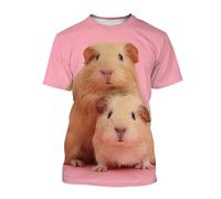 JIFENLI Unisex 3D Print t-Shirts Summer Fashion Cute Funny Guinea Pig Graphic T Shirts Unisex Casual Men Animal Pattern Printed Harajuku Streetwear Tops