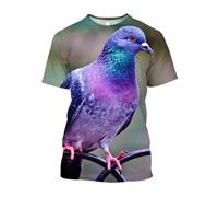 JIFENLI Unisex 3D Print t-Shirts Summer Fashion Fun Pigeon Graphic T Shirts for Men Casual Street Style Printed Bird Pattern Round Neck Short Sleeve Tees Tops