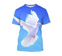 JIFENLI Unisex 3D Print t-Shirts Summer Fashion Fun Pigeon Graphic T Shirts for Men Casual Street Style Printed Bird Pattern Round Neck Short Sleeve Tees Tops