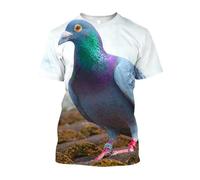JIFENLI Unisex 3D Print t-Shirts Summer Fashion Fun Pigeon Graphic T Shirts for Men Casual Street Style Printed Bird Pattern Round Neck Short Sleeve Tees Tops