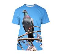 JIFENLI Unisex 3D Print t-Shirts Summer Fashion Fun Pigeon Graphic T Shirts for Men Casual Street Style Printed Bird Pattern Round Neck Short Sleeve Tees Tops