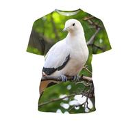 JIFENLI Unisex 3D Print t-Shirts Summer Fashion Fun Pigeon Graphic T Shirts for Men Casual Street Style Printed Bird Pattern Round Neck Short Sleeve Tees Tops