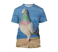 JIFENLI Unisex 3D Print t-Shirts Summer Fashion Fun Pigeon Graphic T Shirts for Men Casual Street Style Printed Bird Pattern Round Neck Short Sleeve Tees Tops