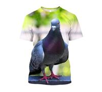 JIFENLI Unisex 3D Print t-Shirts Summer Fashion Fun Pigeon Graphic T Shirts for Men Casual Street Style Printed Bird Pattern Round Neck Short Sleeve Tees Tops