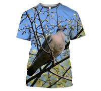 JIFENLI Unisex 3D Print t-Shirts Summer Fashion Fun Pigeon Graphic T Shirts for Men Casual Street Style Printed Bird Pattern Round Neck Short Sleeve Tees Tops