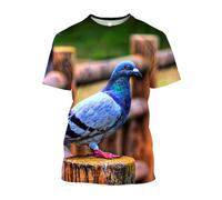 JIFENLI Unisex 3D Print t-Shirts Summer Fashion Fun Pigeon Graphic T Shirts for Men Casual Street Style Printed Bird Pattern Round Neck Short Sleeve Tees Tops