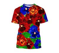 JIFENLI Unisex 3D Print t-Shirts Summer Fashion Hawaii Casual Holiday Style Plant Flower Graphic T Shirts for Unisex Leisure Harajuku Printing Tees Tops