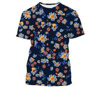 JIFENLI Unisex 3D Print t-Shirts Summer Fashion Hawaii Casual Holiday Style Plant Flower Graphic T Shirts for Unisex Leisure Harajuku Printing Tees Tops