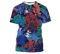 JIFENLI Unisex 3D Print t-Shirts Summer Fashion Hawaii Casual Holiday Style Plant Flower Graphic T Shirts for Unisex Leisure Harajuku Printing Tees Tops