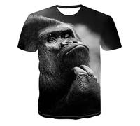 JIFENLI Unisex 3D Print t-Shirts Summer Funny Gorilla Monkey Animal Graphic T Shirts Men Fashion Street Hip Hop Printed Tees Oversized O-Neck Short Sleeve Tops