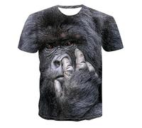 JIFENLI Unisex 3D Print t-Shirts Summer Funny Gorilla Monkey Animal Graphic T Shirts Men Fashion Street Hip Hop Printed Tees Oversized O-Neck Short Sleeve Tops