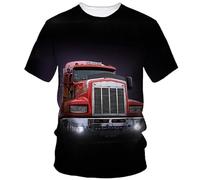 JIFENLI Unisex 3D Print t-Shirts Truck Pattern 3D Print Set Hip Hop Summer Men's Truck Driver T-Shirt Short Sleeve Creative Casual Loose Top