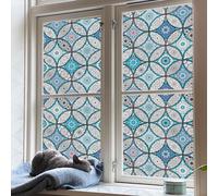 JiffDiff Blue Window Privacy Film Decorative Window Tint Film Stained Glass Window Clings Static Cling Decorative Window Film Sun Blocking Heat Control Window Covering Film for Home