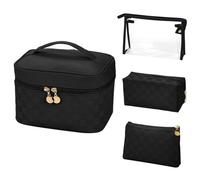 jiffordwind Makeup Bag 4 Pcs Waterproof Cosmetic Bag Set Portable Travel Cosmetic Bag Multifunction Organizer Storage Bag Toiletry Bag forWomen and Girls, BLACK2, Cosmetic Bags