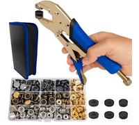 Jiffy2NE1 Metal Snap Buttons with Fastener Pliers Tool Kit, 4-Color 15mm Press Stud Button for Fabric, Leather, Clothing, Canvas, 120-Set Stainless Steel Snaps & Heavy Duty Fasteners