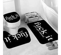 JIFOME 3 Pieces Bath Mat Set, Soft Superfine fiber Bathroom Rugs Mat,Fuck it just get Naked,Machine Washable & Non Slip Bath Mats for Bathroom, Tub, Shower