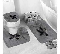 JIFOME 3 Pieces Bath Mat Set, Soft Superfine fiber Bathroom Rugs Mat,Purple Starfish Angel,Machine Washable & Non Slip Bath Mats for Bathroom, Tub, Shower