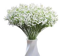 JIFTOK Babys Breath Artificial Flowers, 24 Pcs Fake Flowers Gypsophila Bouquet Fall Flowers Artificial for Decoration, Real Touch Silk Flower for Wedding Christmas DIY Party Home Garden Office(White)