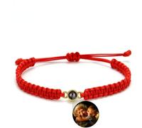 jifu Custom Bracelet with Picture Inside Custom Photo Bracelet Personalized Circle Photo Bracelet Projection Bracelets Couple Memorial Gift Women Men (Red GD,One size)