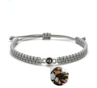 jifu Custom Bracelet with Picture Inside Personalized Circle Photo Bracelet Projection Bracelets Couple Memorial Gift Women Men (Gray SR,One size)