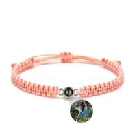 jifu Custom Bracelet with Picture Inside Personalized Circle Photo Bracelet Projection Bracelets Couple Memorial Gift Women Men (Pink SR,One size)