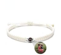 jifu Personalized Circle Photo Projection Custom Bracelet with Picture Inside Bracelet Couples Day Gift Custom Jewelry Birthday Lover Family Keepsake (White SR,One size)
