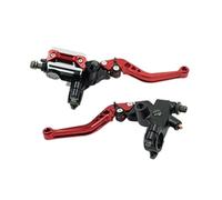 Jifuphav Motorcycle Handlebar Clutch Brake Lever 22mm Motorcycle Upper Front Brake Clutch Cylinder Clutch Reservoir Lever(Red)