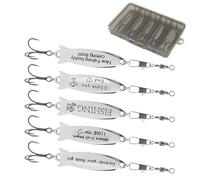 Jig Bait, Artificial Fishing Lure Made of Metal Plate, Pack of 5 Reflective Artificial Baits with Body for Predatory Fish such as Trout