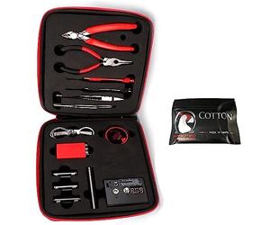 Jig coil DIY Tools Kit, build coil Kit Complete Package, ohm Meter, Diagonal Pliers, Scissors, Screwdriver, Ceramic, elbow Tweezers, A1 heating wire, free cotton, Enhanced Edition