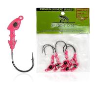 Jig Heads Fishing Jigs with Super Sharp Black Nickel Hooks, Double Locking Bait Stays and Multicolor Eyes, Perfect for Saltwater and Freshwater Fishing, 5 Pack (Pink, 1/8)