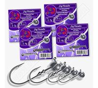 Jig Heads size 2 2g-6g SHARP Hooks Pike Drop Shot Perch Fishing Tackle Soft Lure (V02-6pcs size 2-2g [1/16oz] Big Fish Jig Heads)