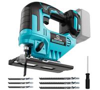 Jig Saw for Makita 18V Battery, Cordless Jigsaw Tool Brushless Motor, Variable Speed, Bevel Angle (0°-45°), LED Light with 3 Position Orbital Setting for Straight/Curve/Circle/Cutts (No Battery)