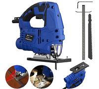Jig Saws Electric Laser Guide Jigsaw Corded Power Tool, 700W 2800 SPM Electric Jigsaw Variable Speed Cutting Pendulum Action Electric Saws to Cut Wood, 4 Orbital Sets, ±45° Bevel Adjustment, LED Light