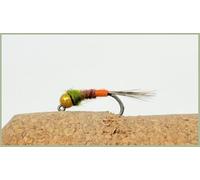 Jig Trout Flies, Olive Red Tag, Jig Flies, Barbless, Choice of size and quantity, Euro Nymphs (12, Mixed)