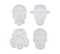 JIgeren Dinner Placemat 4 Pieces Skull Coaster Epoxy Resin Mold Cup Mat Mug Pad Silicone Mould DIY Crafts