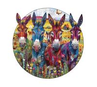 Jigfoxy Colored Donkey Wooden Jigsaw Puzzles for Adults, 260pcs Unique Animal Shape Wood Puzzles, Birthday Gifts for Family Friend with wooden box(13.4 * 13.4in)