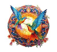 Jigfoxy Hummingbird Wooden Jigsaw Puzzle, 300pcs, Animal Shape, Intermediate, 15+ Years, 13.8 x 13.8in, Natural Style, 1 Set, 1 Puzzle, 100 Pieces