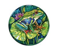 Jigfoxy Mosaic Frog Wooden Jigsaw Puzzles for Adults, 275pcs Unique Animal Shape Wood Puzzles, Birthday Gifts for Family Friend with wooden box(13.4 * 13.4in)