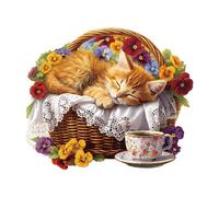 Jigfoxy Orange Cat Penguin Wooden Jigsaw Puzzles for Adults, 245pcs Unique Animal Shape Wood Puzzles, Birthday Gifts for Family Friend with wooden box(13.4 * 11.4in)