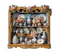 Jigfoxy Porcelain Treasures Wooden Jigsaw Puzzles for Adults, 270pcs Unique Animal Shape Wood Puzzles, Birthday Gifts for Family Friend with wooden box(13.4 * 13.4in)