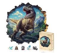 Jigfoxy Roaring Dinosaur Wooden Jigsaw Puzzles for Adults, 272pcs Unique Animal Shape Wood Puzzles, Birthday Gifts for Family Friend with wooden box(13.4 * 13.6in)