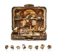 Jigfoxy The Cat Library in the Suitcase Wooden Puzzles for Adults